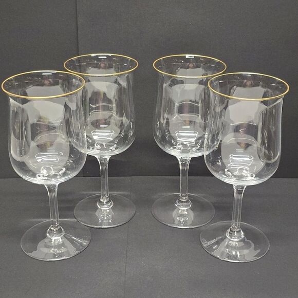 Lenox Crystal Intrigue Gold Trim Wine Glasses Set Of 4 - Picture 1 of 7